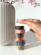 Japanese washi decoration tape gold foil aesthetic journaling collection pink black orange blue green kimono pattern