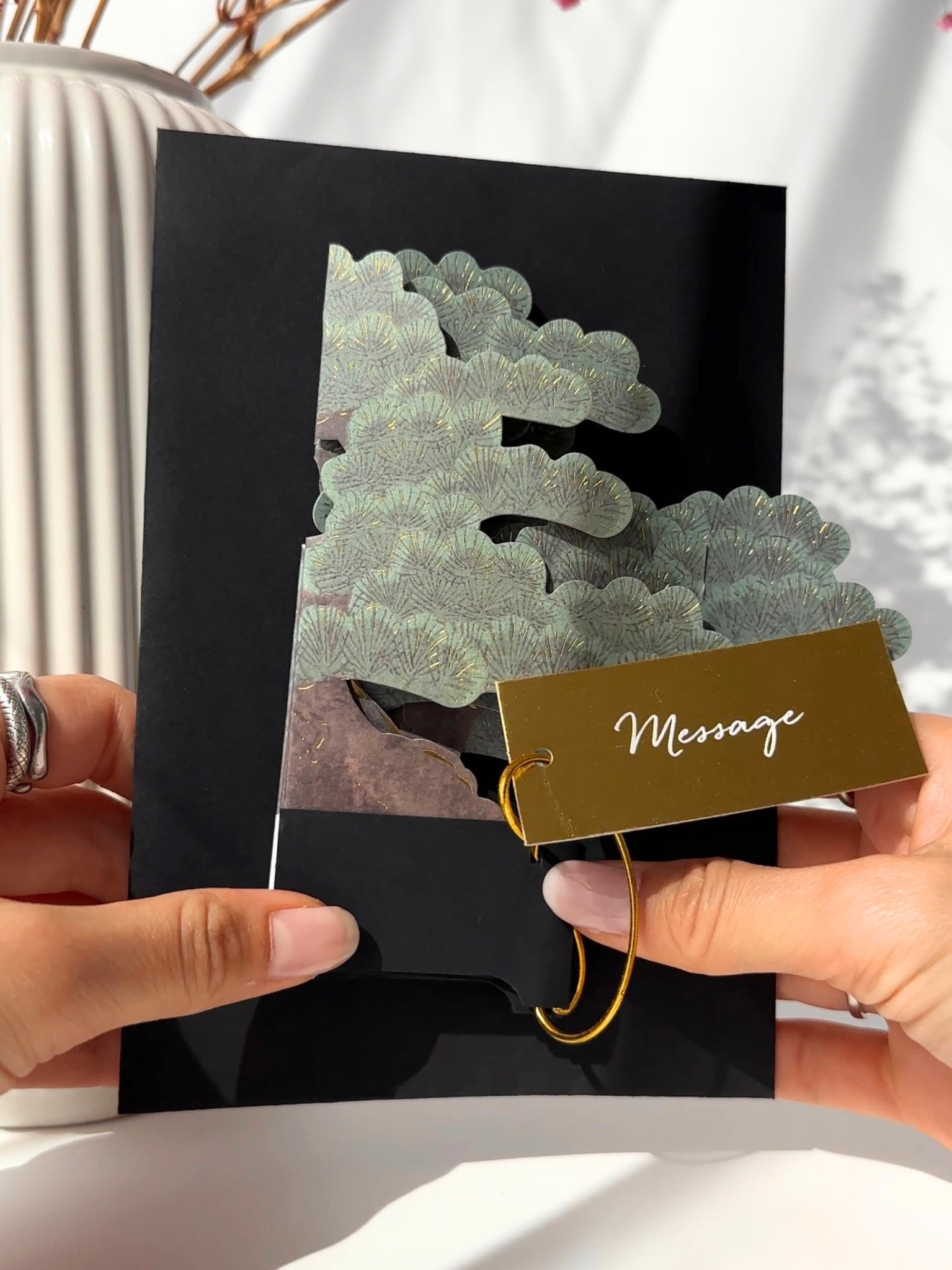 3D bonsai popup card Japanese black pine greeting card aesthetic decorative paper bonsai folded
