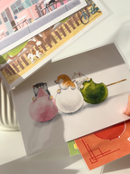 Cute Japanese illustration postcards aesthetic stationery shiba inu sweets