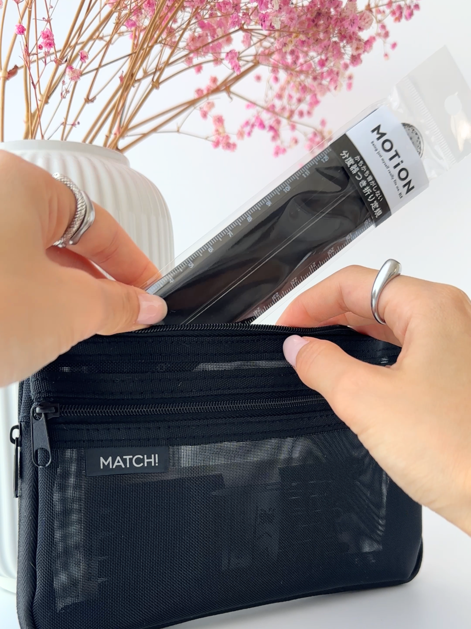 black foldable ruler compact 15cm 30cm useful Japanese stationery