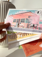 Japanese postcards cute illustration cherry blossom aesthetic stationery