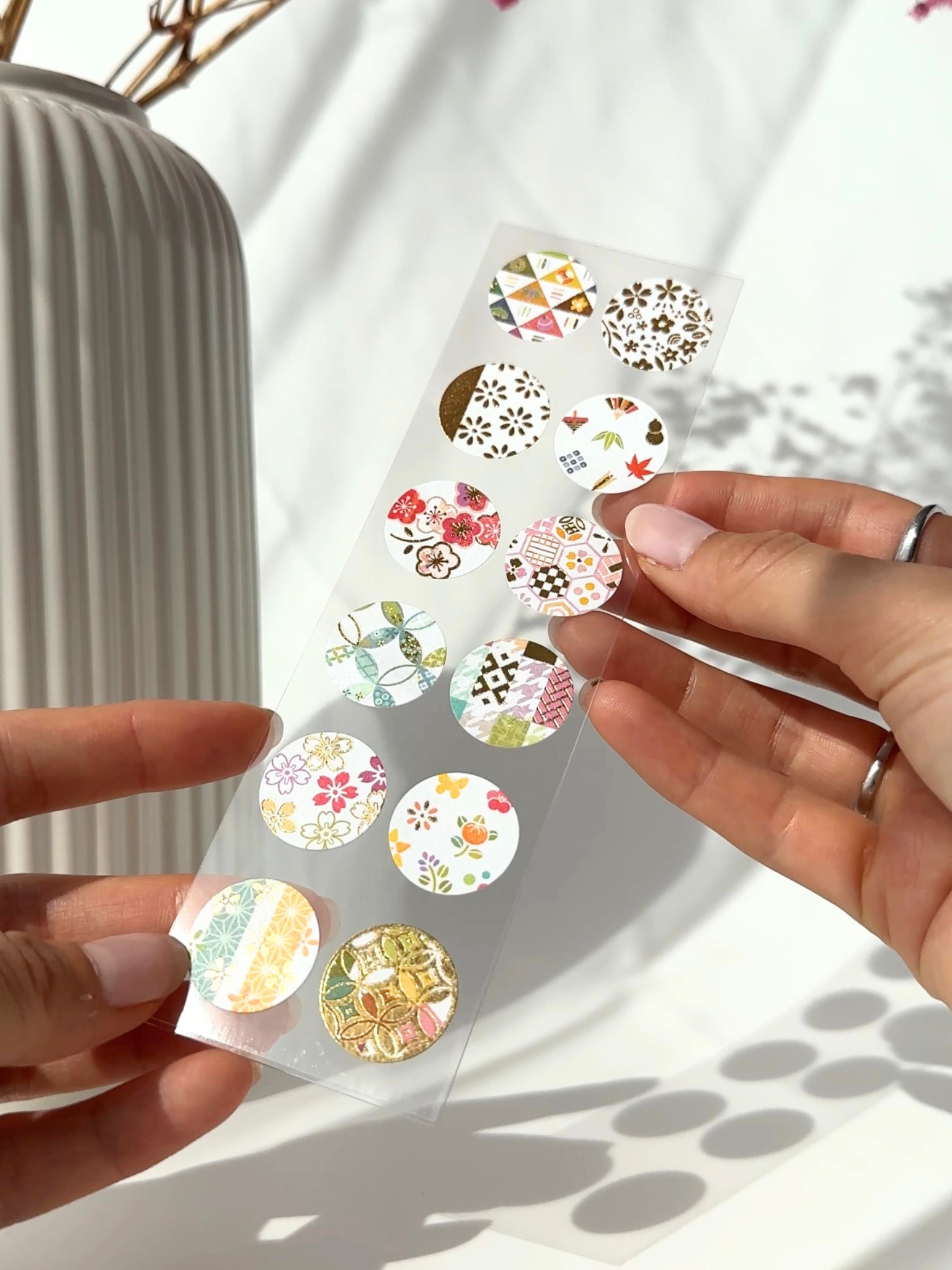 Japanese pattern sticker gold foil washi elegant envelope seal letter gift wrapping notebook decoration 