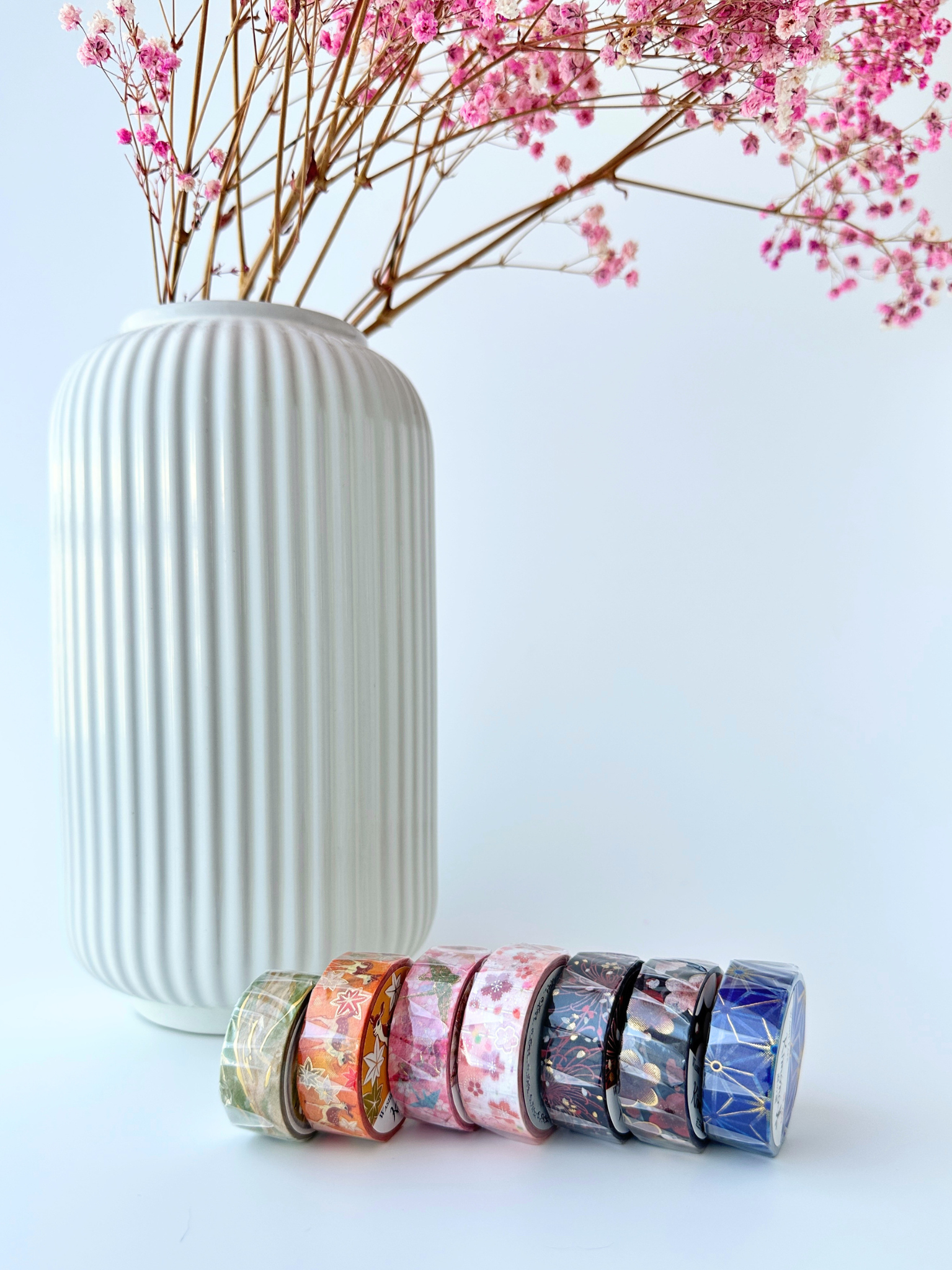 Japanese washi decoration tape gold foil aesthetic journaling collection pink black orange blue green kimono pattern