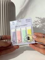 Kanmido Cocofusen pastel film sticky notes sherbet colors transparent planner tabs 120 sheets purple pink green yellow