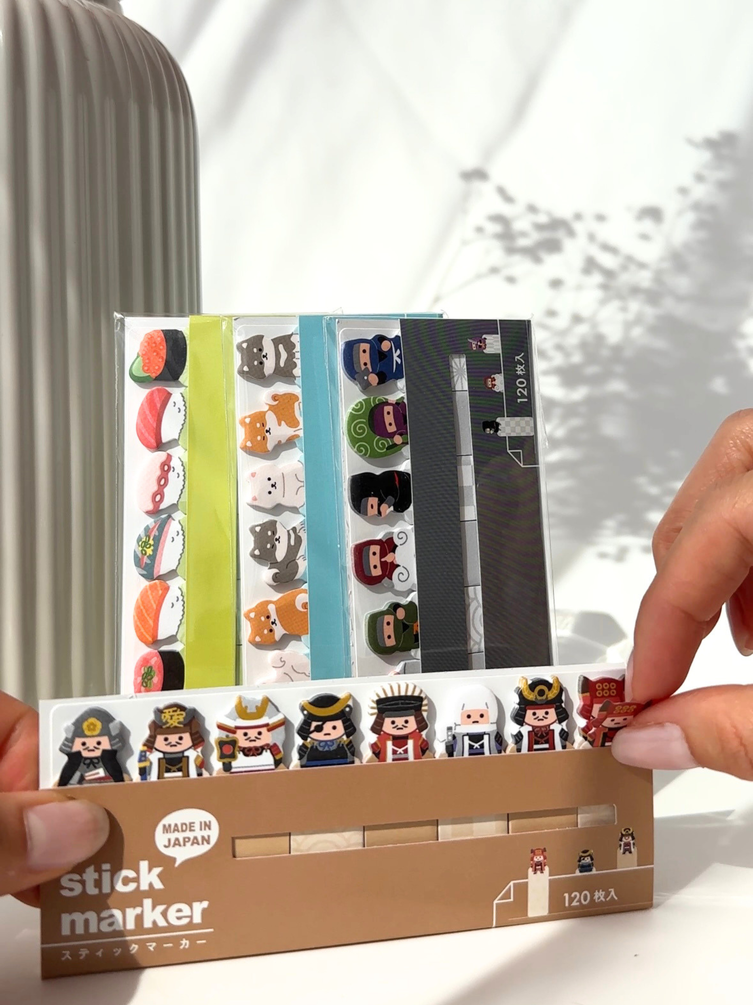 kawaii Japanese sticky notes page markers 120 sheets planner tabs aesthetic stationery samurai ninja shiba sushi