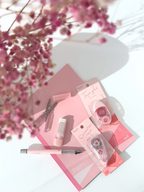 Pastel color aesthetic stationery bundle Japanese mechanical pencil eraser correction tape glue tape mini scissors notebook pink