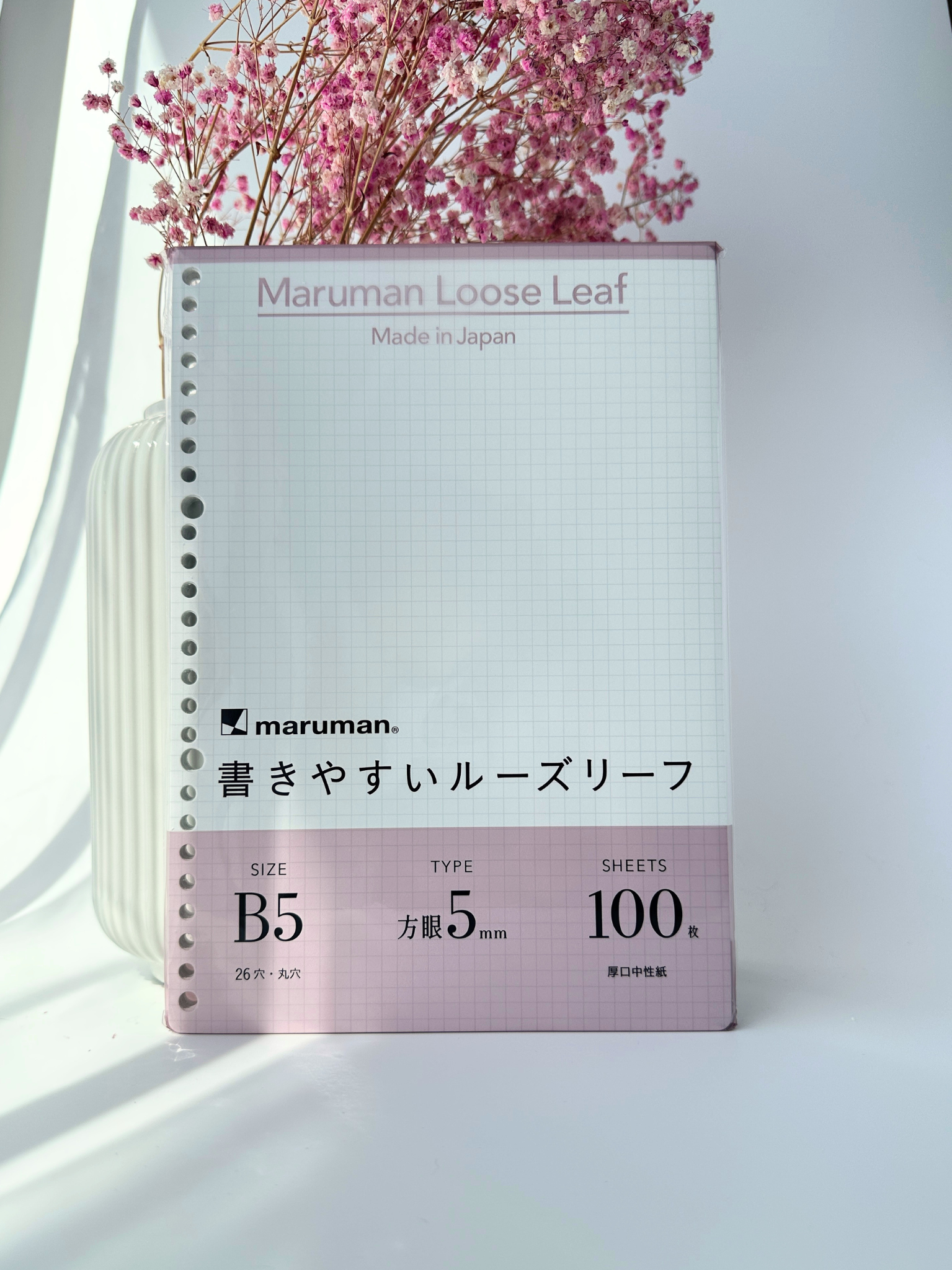 Maruman B5 loose leaf 5mm grid Japanese study paper 100 sheets 
