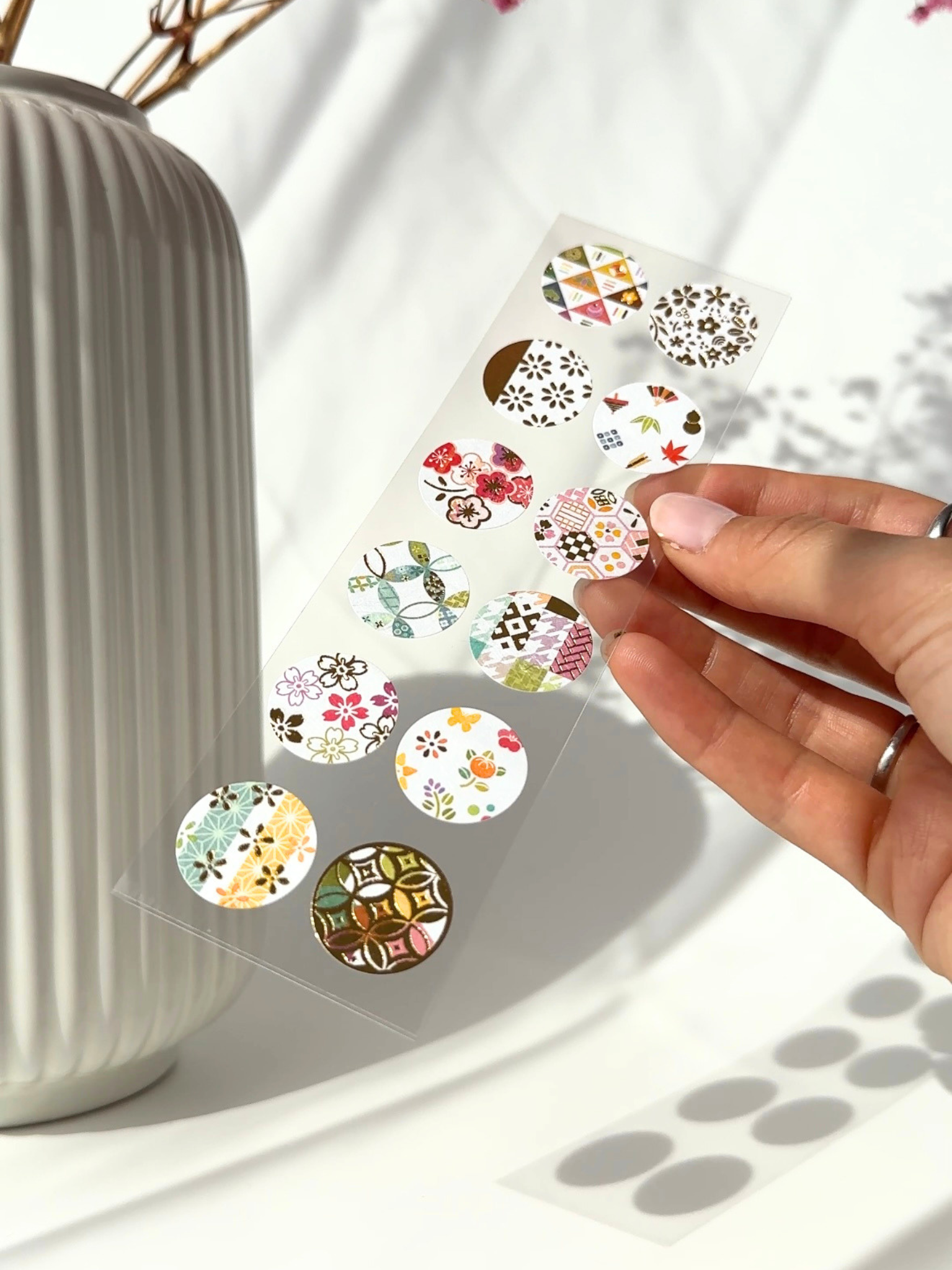 Japanese pattern sticker gold accents washi elegant envelope seal elegant kawaii decoration