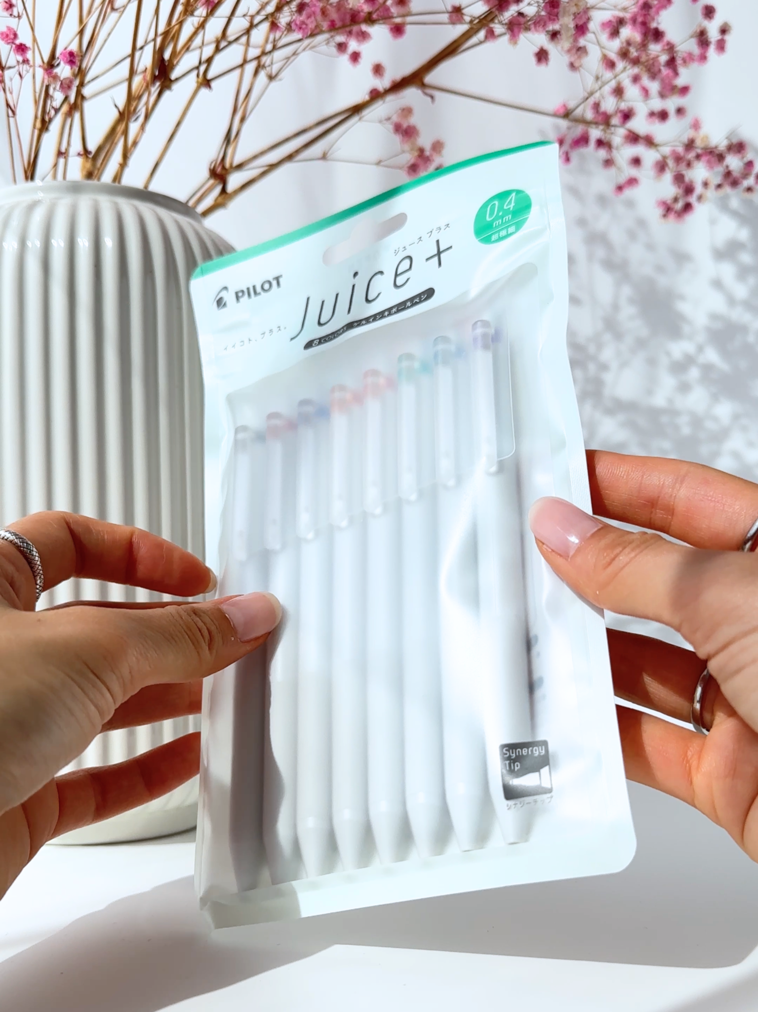 Pilot Juice Plus gel pen set 8 colors 0.4mm fine tip smooth ink for studying and notes Japanese stationery white