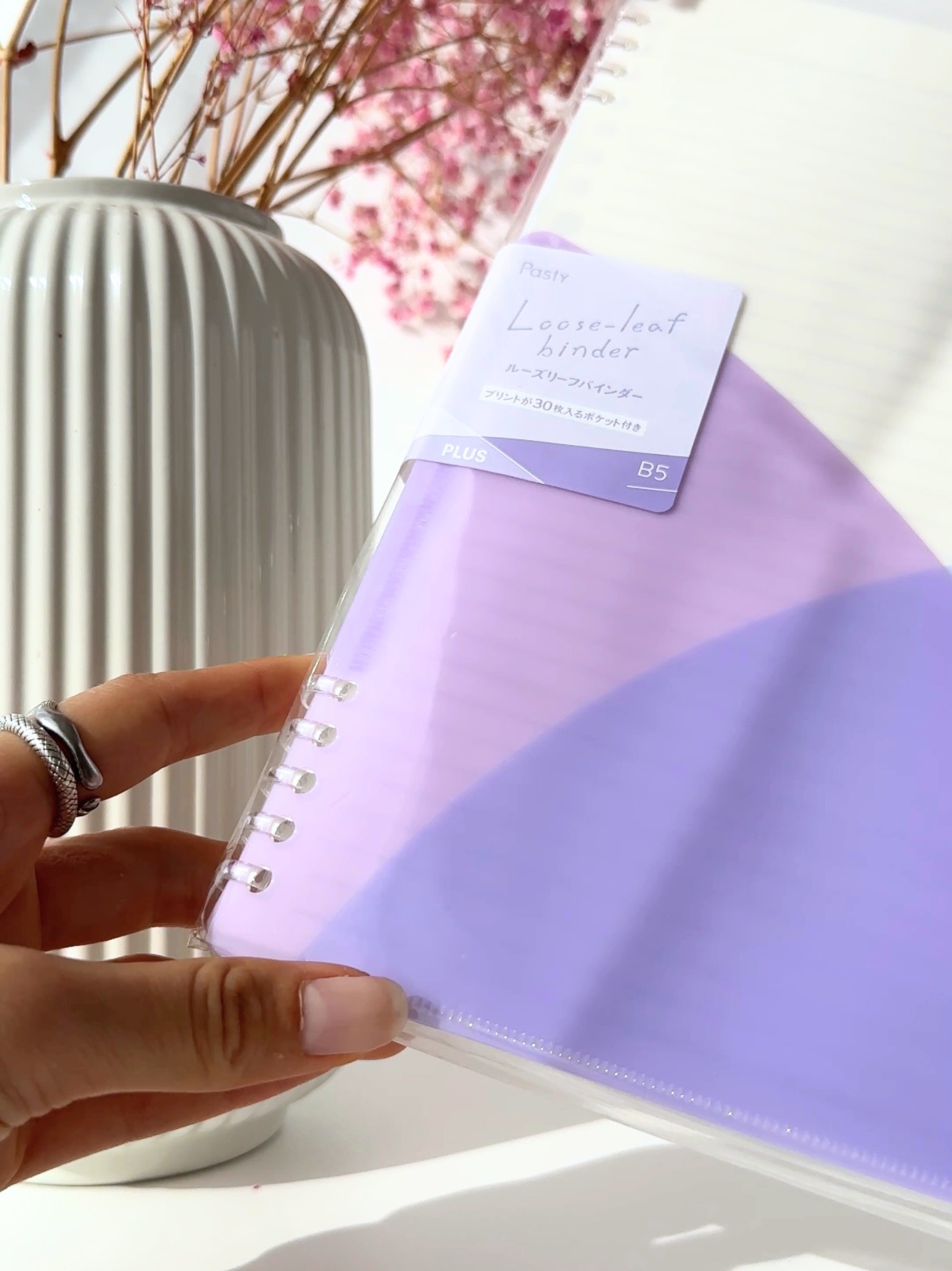 pastel binder B5 loose leaf aesthetic study organization Japanese stationery purple