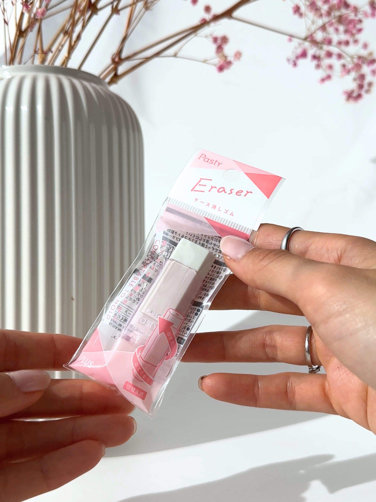 pastel eraser aesthetic Japanese stationery clean erasing compact pink