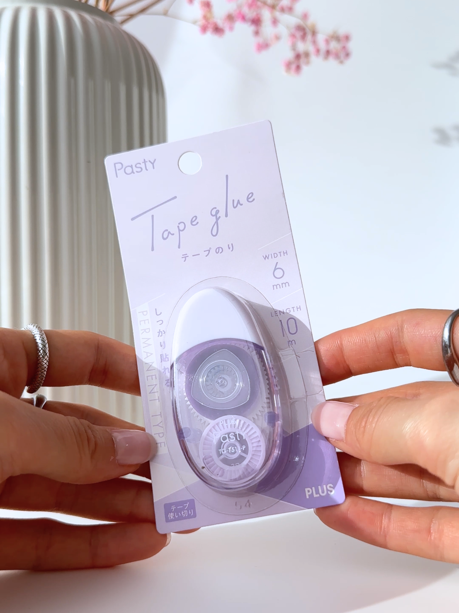Plus Pasty glue tape pastel mess free adhesive journaling Japanese stationery purple