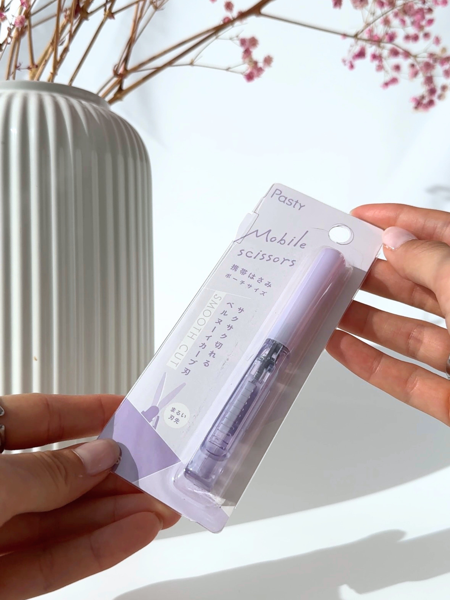 pastel mobile scissors compact aesthetic stationery portable cutting tool purple