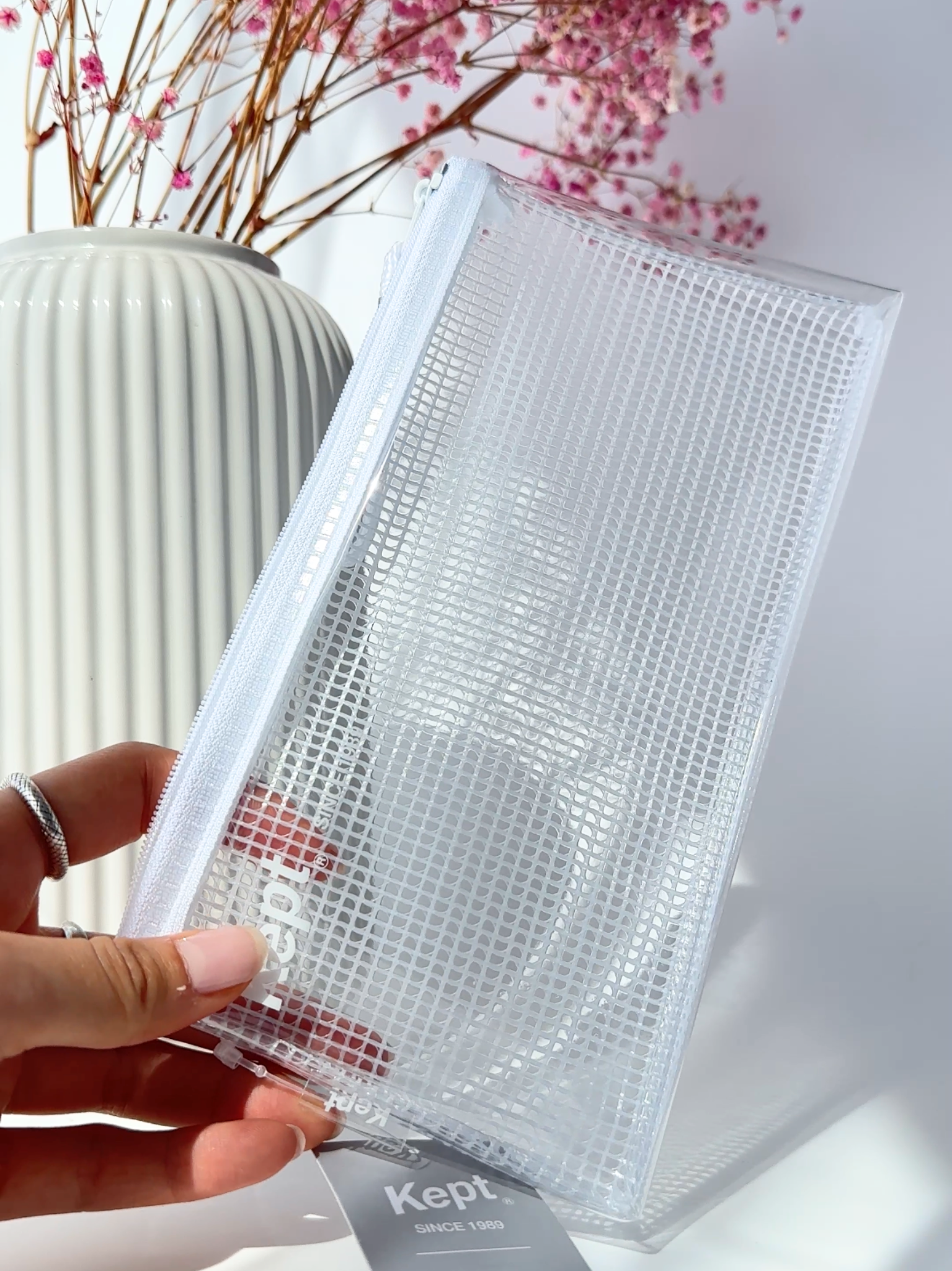  large clear pen case wide transparent Japanese stationery pouch organizer 210x110mm