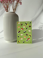 sushi postcard green Japanese food illustration aesthetic stationery RYURYU