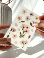 sakura transparent sticker pressed flower cherry blossom aesthetic realistic decoration Japanese stationery