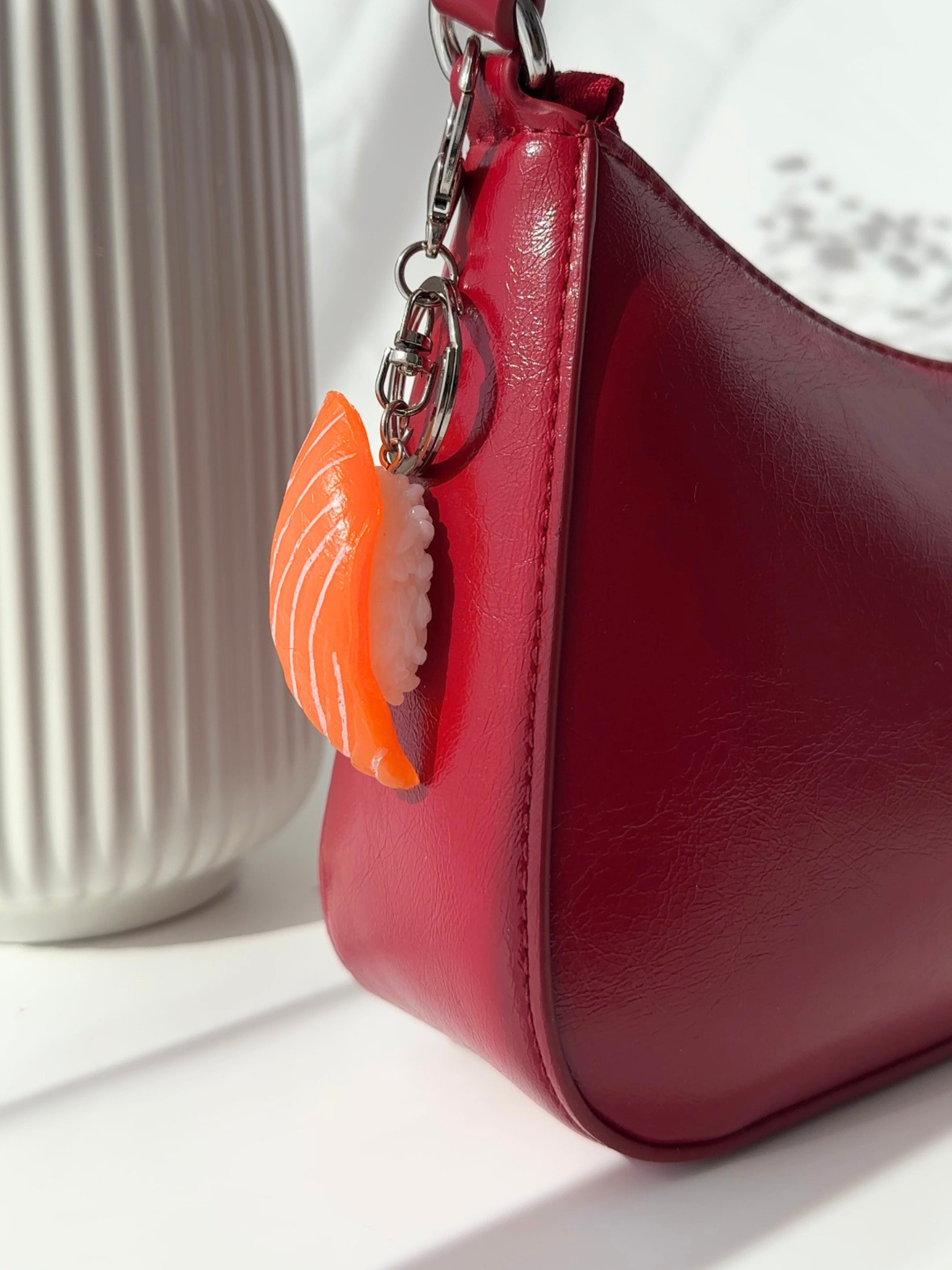 salmon nigiri sushi realistic food sample keychain Japanese bag charm kawaii accessory