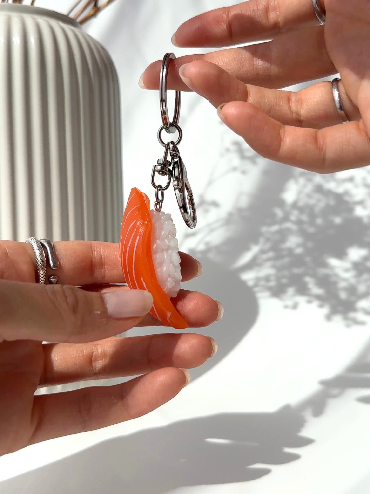 salmon nigiri sushi realistic food sample keychain Japanese bag charm kawaii accessory