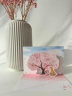 Shiba Inu sakura popup card Japanese cherry blossom greeting card cute dog stationery 3D