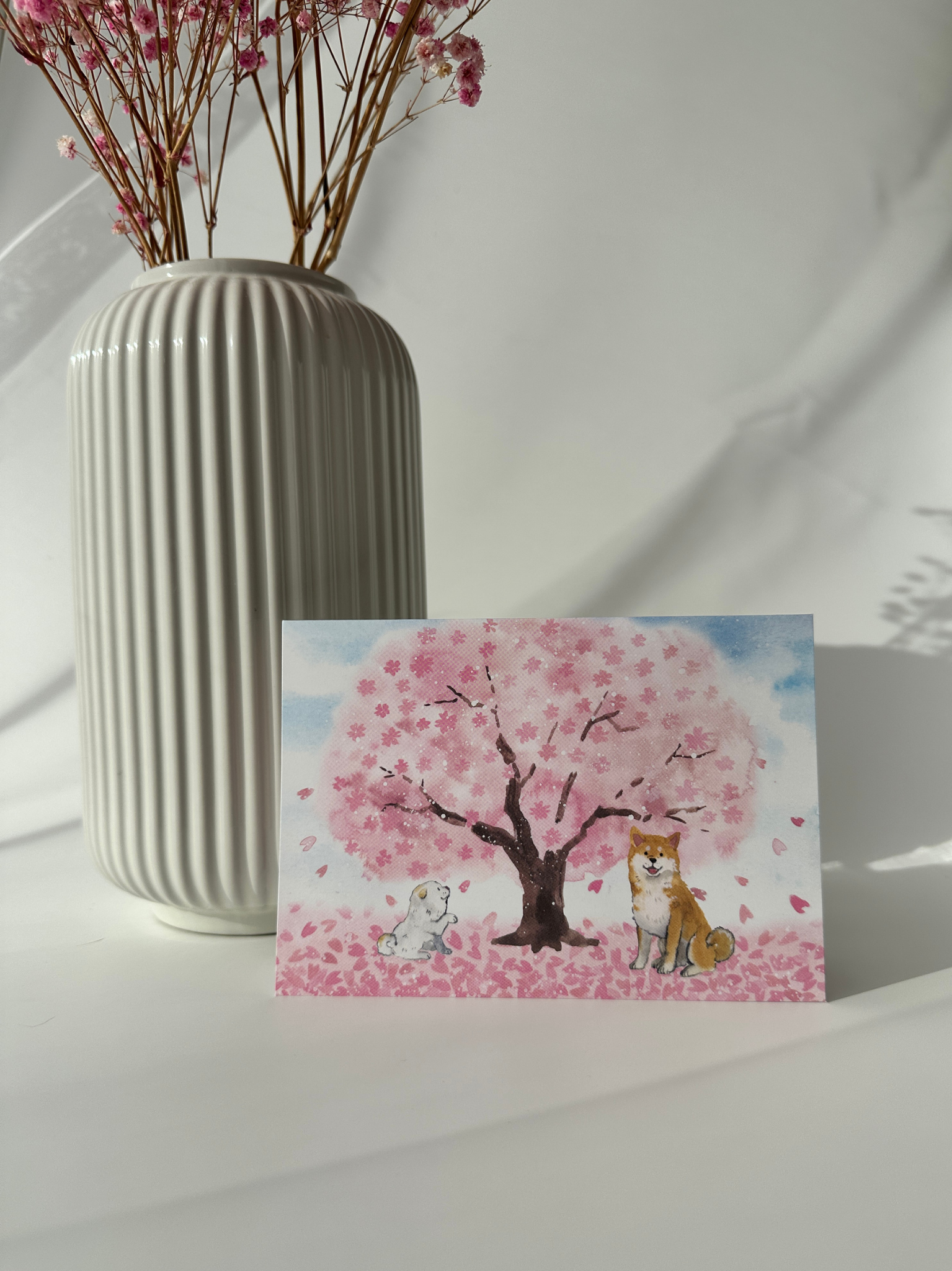 Shiba Inu sakura popup card Japanese cherry blossom greeting card cute dog stationery
