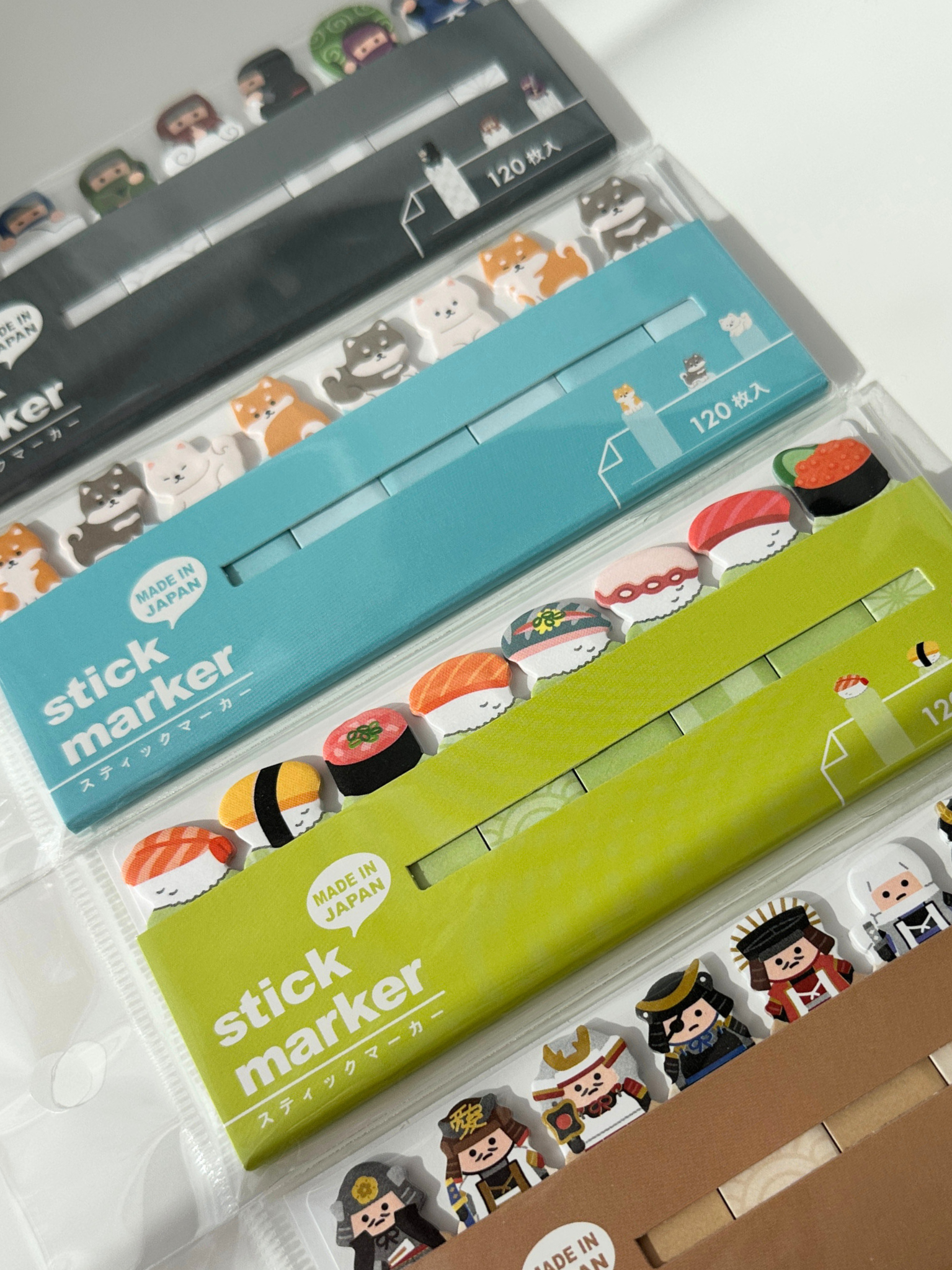 kawaii Japanese themed sticky notes page markers 120 sheets planner tabs aesthetic stationery shiba samurai ninja sushi