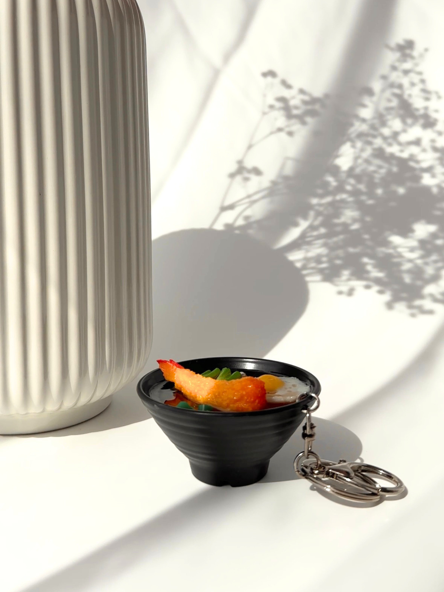 tempura udon ramen realistic food sample bag charm Japanese noodle bowl keychain kawaii accessory